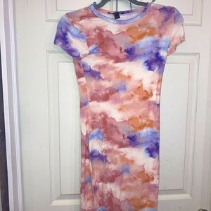 Multicolor watercolor size small (almost medium) forever 21 summer bodycon dress